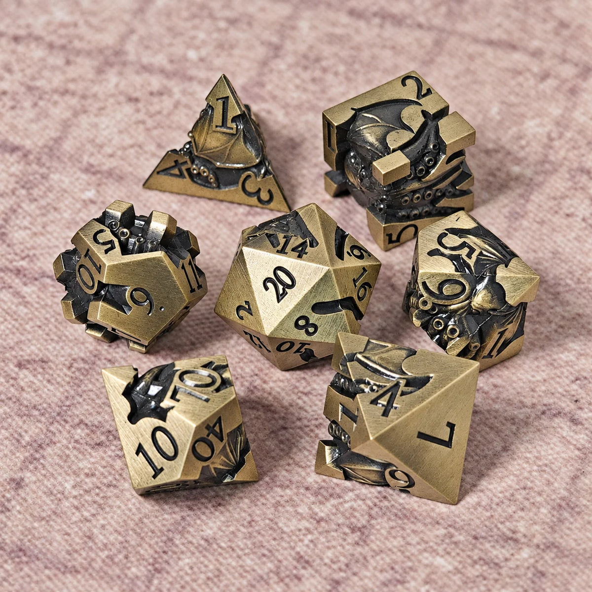 Masters Dice Eldritch Abyss – 7-Piece Sculpted Metal Dice Set | Tentacle Horror TTRPG Dice