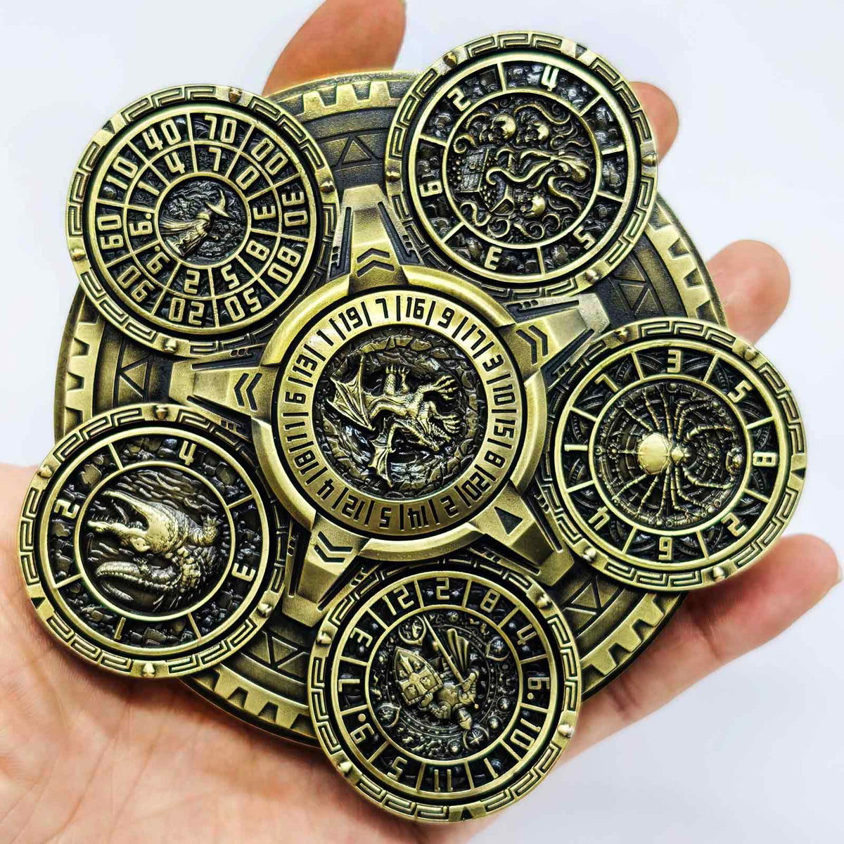 Masters Dice Sigil #001 - The Array | 7-in-1 Planetary Spinner DND Dice