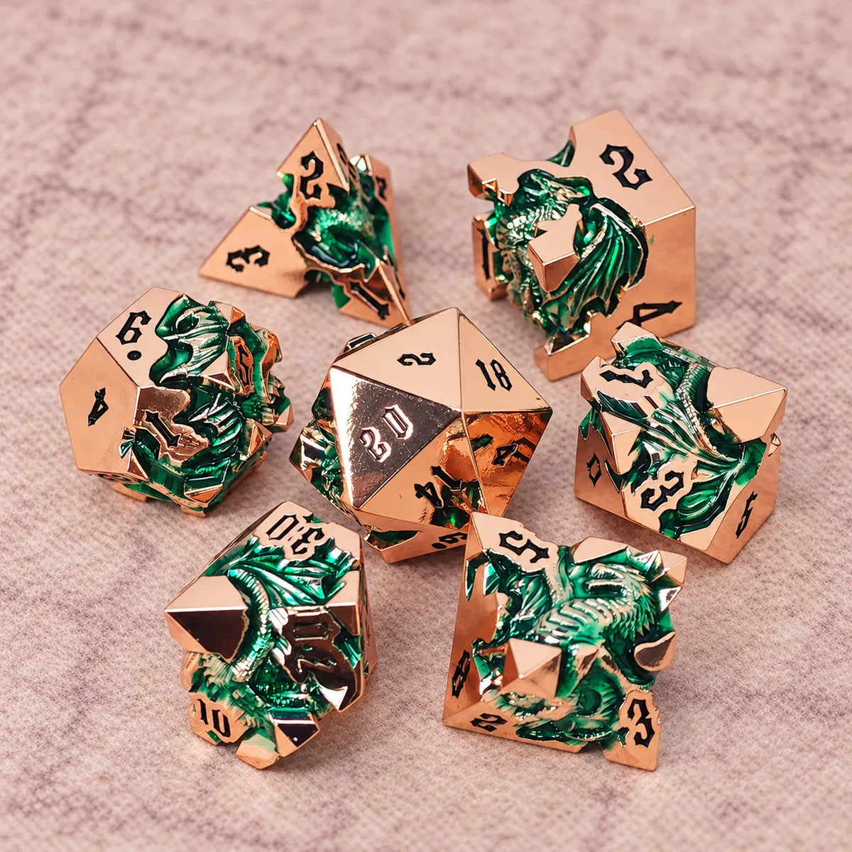 Masters Dice Dragonbound – 7-Piece Sculpted Metal Dice Set | 3D Dragon DND Dice