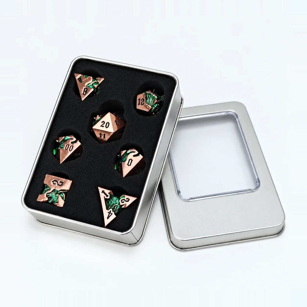 Masters Dice Dragonbound – 7-Piece Sculpted Metal Dice Set | 3D Dragon DND Dice