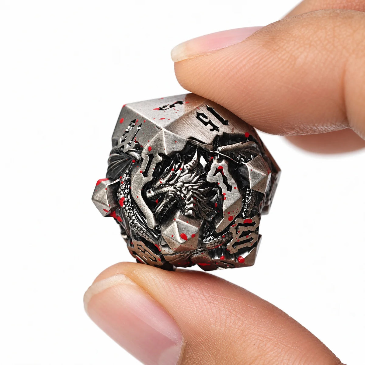 Masters Dice Dragonbound – 7-Piece Sculpted Metal Dice Set | 3D Dragon DND Dice