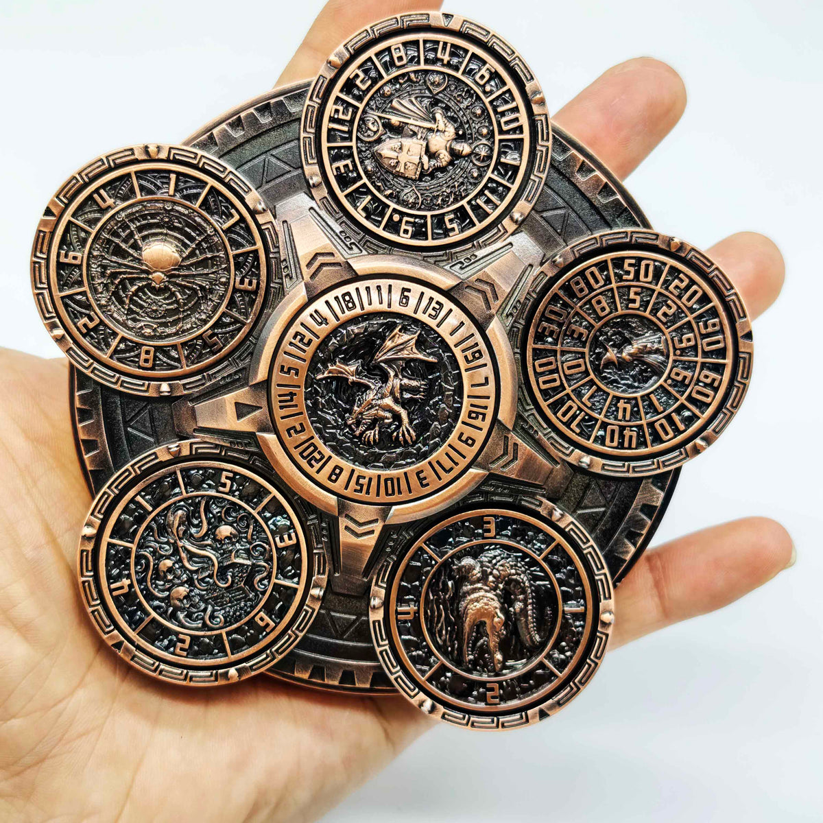 Masters Dice Sigil #001 - The Array | 7-in-1 Planetary Spinner DND Dice