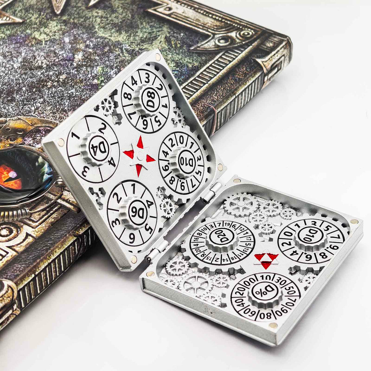 Masters Dice Codex #002 – Grimoire | 7-in-1 Pocket Spinner DND Dice Set