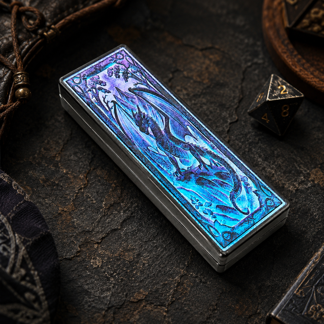 Masters Dice Relic #004 – Folded Fate Codex | 7-in-1 Folding Metal Dice