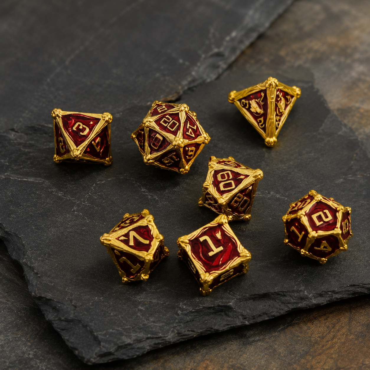 Dragon Crest Ancient Wyrm Metal Dnd D&d Dice Set