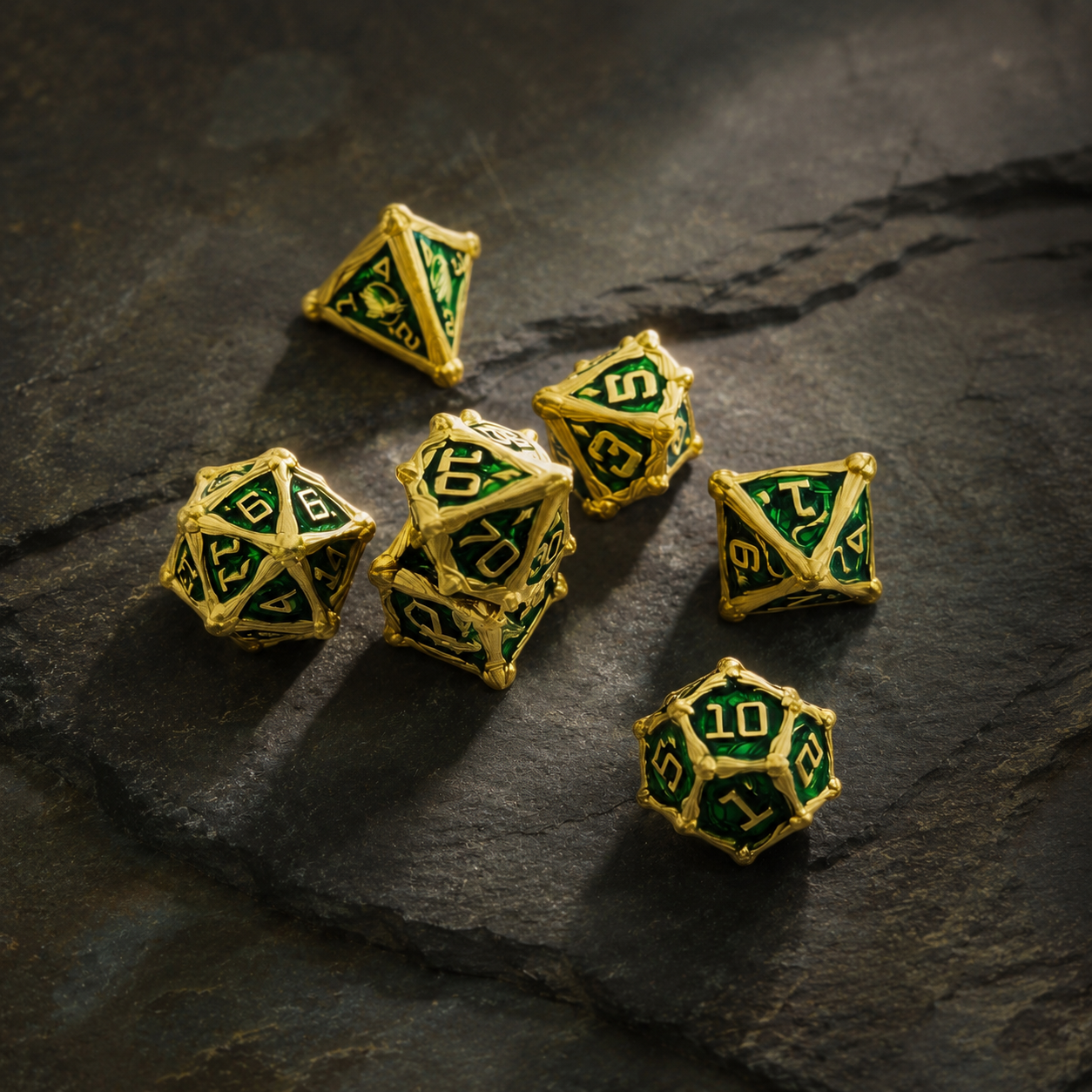 Dragon Crest Ancient Wyrm Metal Dnd D&d Dice Set