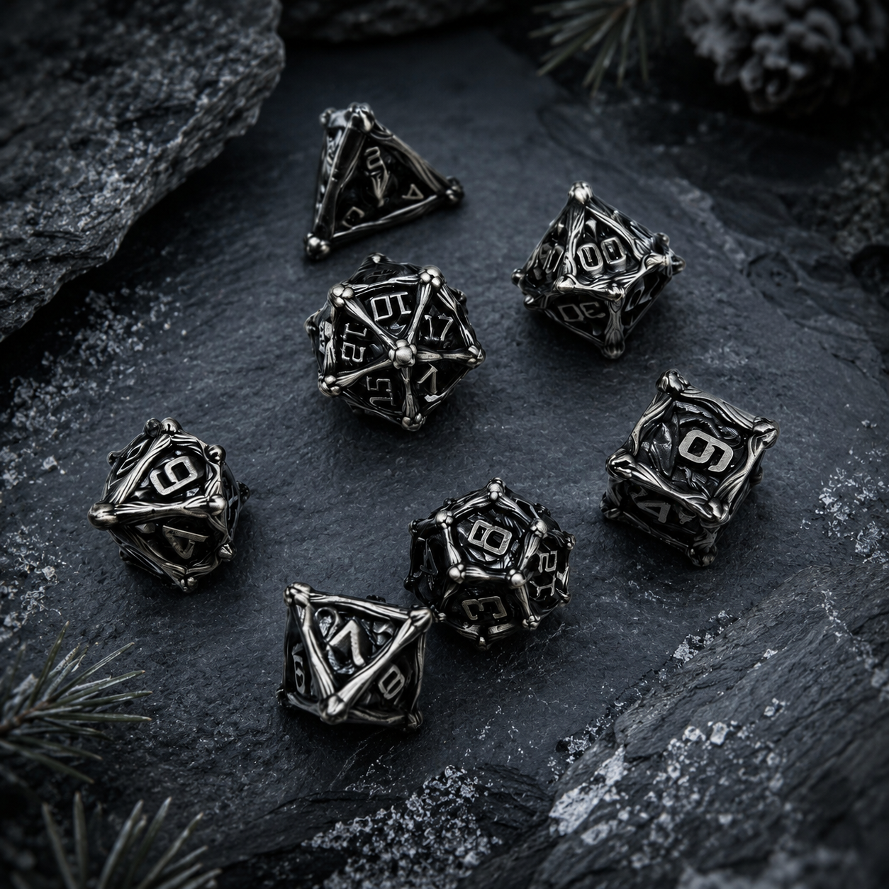 Dragon Crest Ancient Wyrm Metal Dnd D&d Dice Set