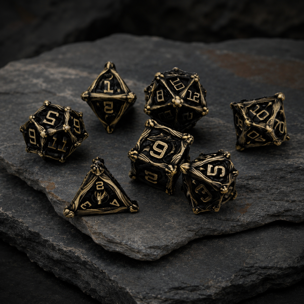 Dragon Crest Ancient Wyrm Metal Dnd D&d Dice Set