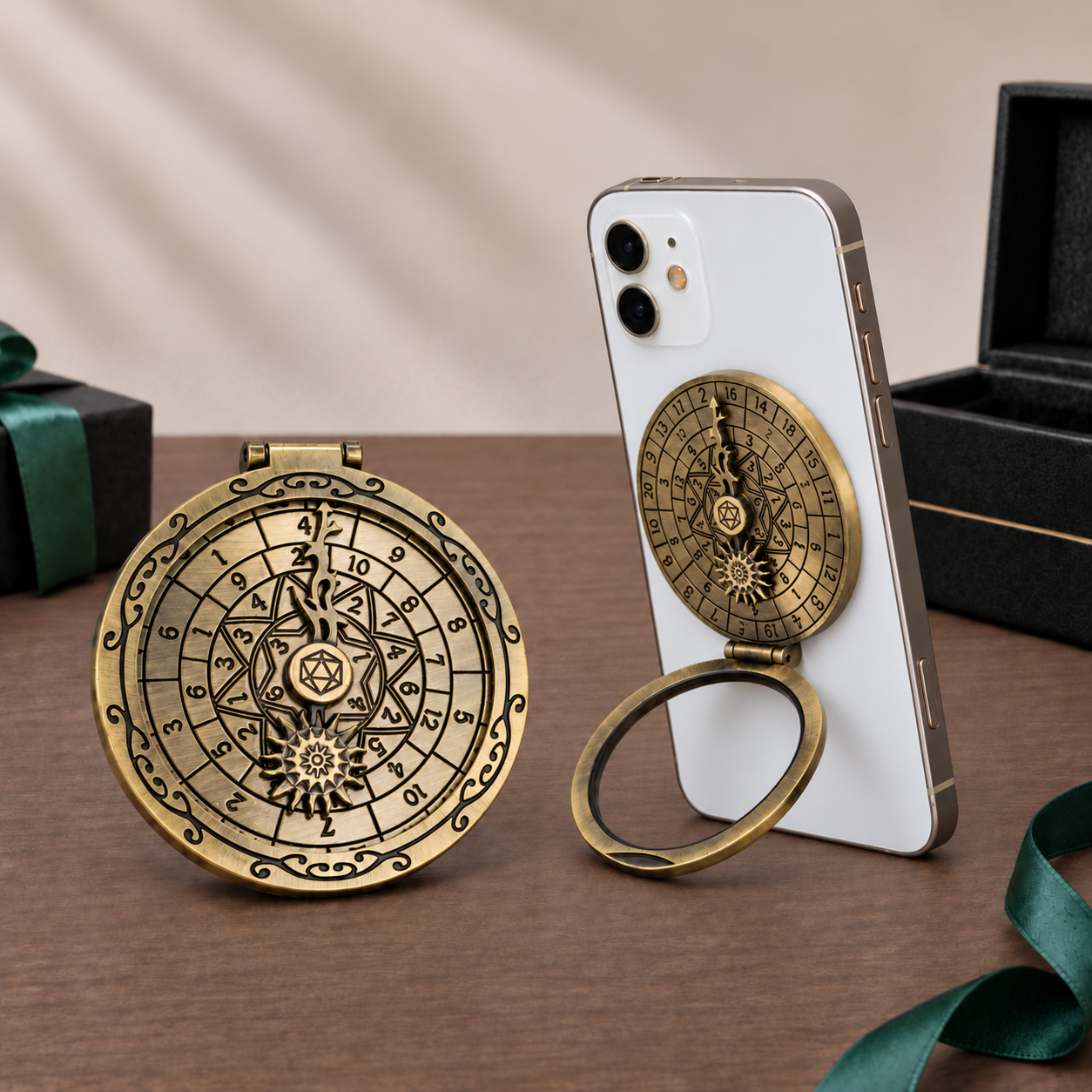 Masters Dice Nexus #001 – Arcane Orbit 7-in-1 Metal Spinner & Magnetic Phone Stand