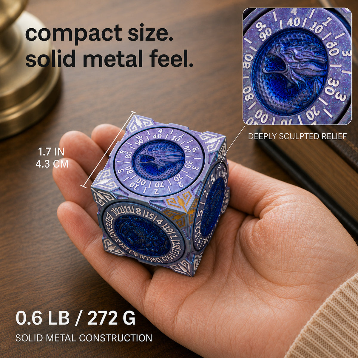 Masters Dice Relic #000 – Class Legacy Spinner | 7-in-1 Dual-Spinner-Metallwürfel