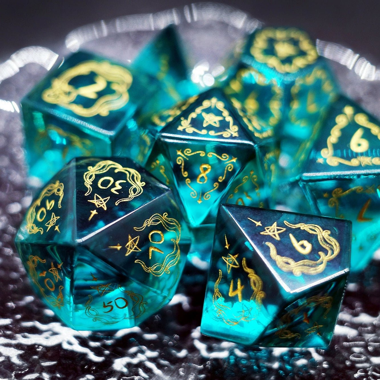 Emerald Zircon Dice Old Seal Gemstone COC Dungeons & Dragons Dnd TRPG - Masters Dice