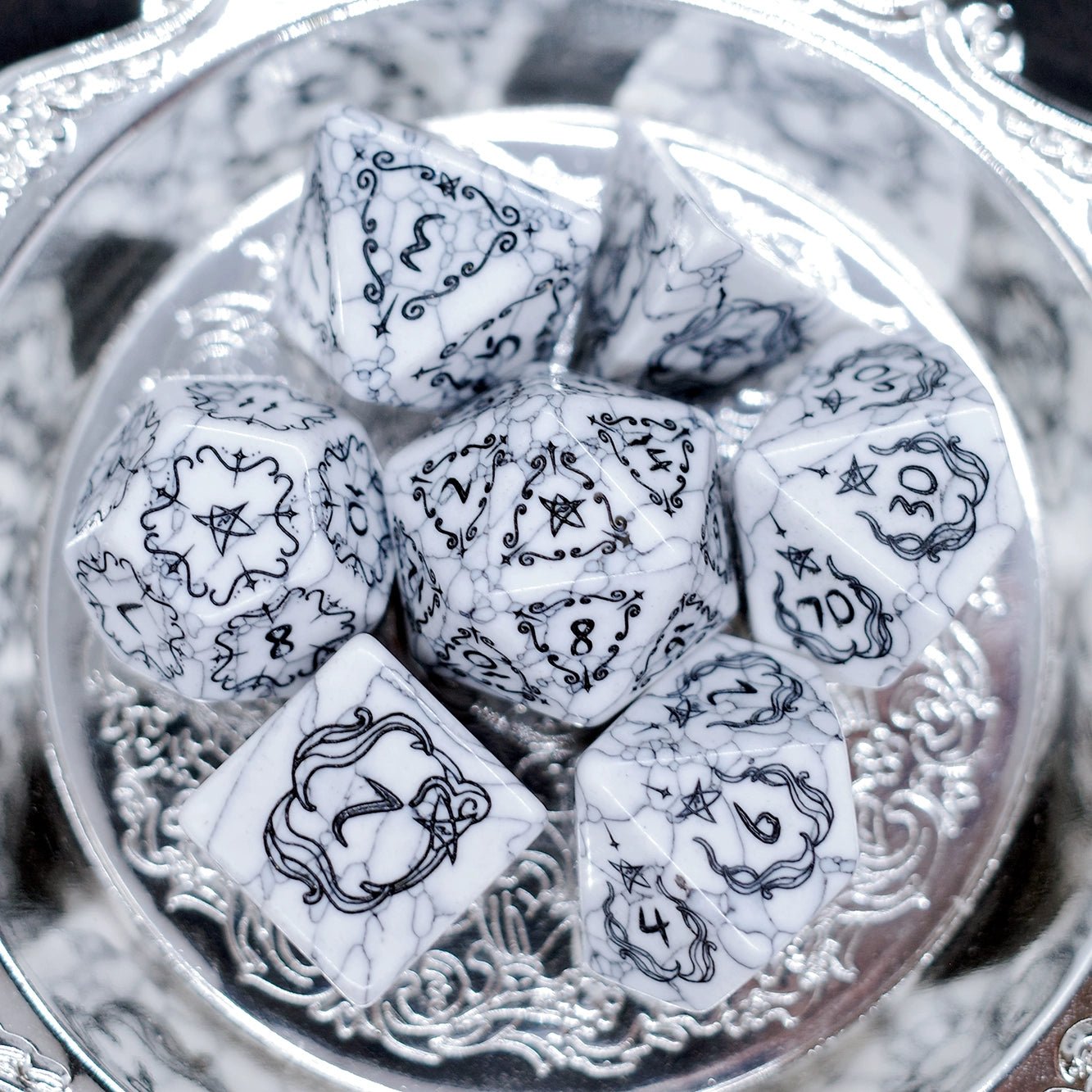 Old Print Turquoise Dice Synthetic Gemstone COC Dungeons And Dragons Dnd Warhammer Dice - Masters Dice