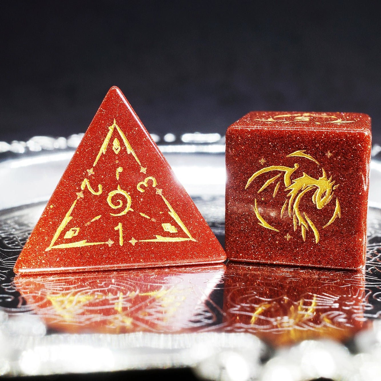 Dragon Shadow Goldstone Gem Dice COC Dragons And Dungeons Dnd High - End TRPG - Masters Dice