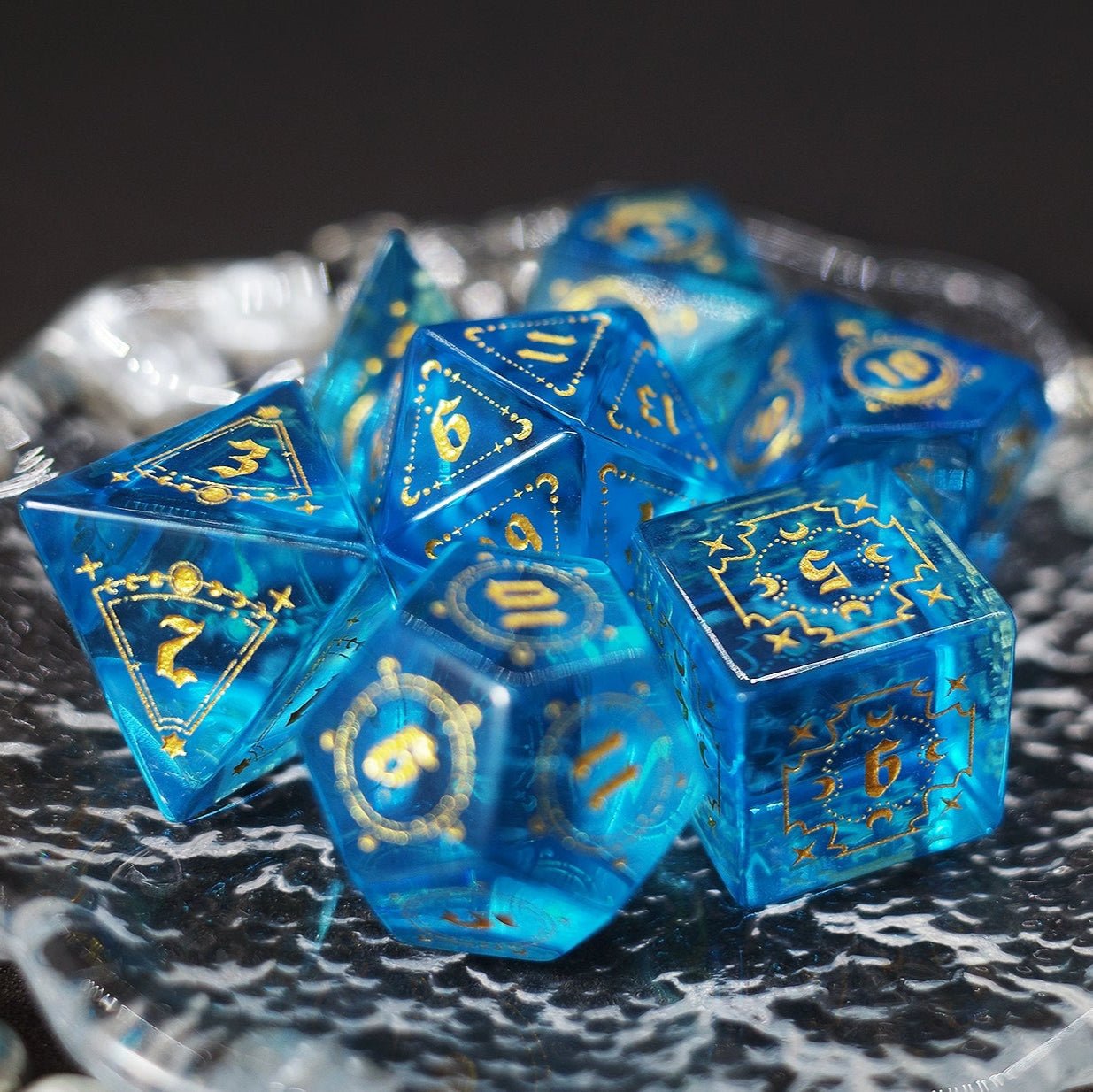 Blue Zircon Gem Dice COC Dragons And Dungeons Dnd TRPG Bode Gate Dice - Masters Dice