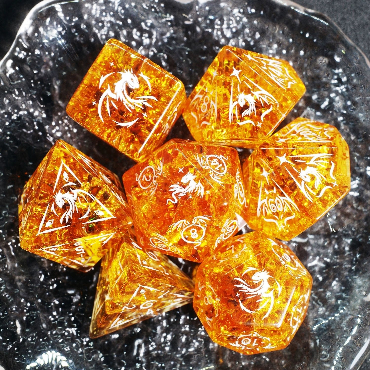 Dragon Shadow Orange Zircon Popcorn Gem Dice COC Dungeons & Dragons Dnd TRPG - Masters Dice