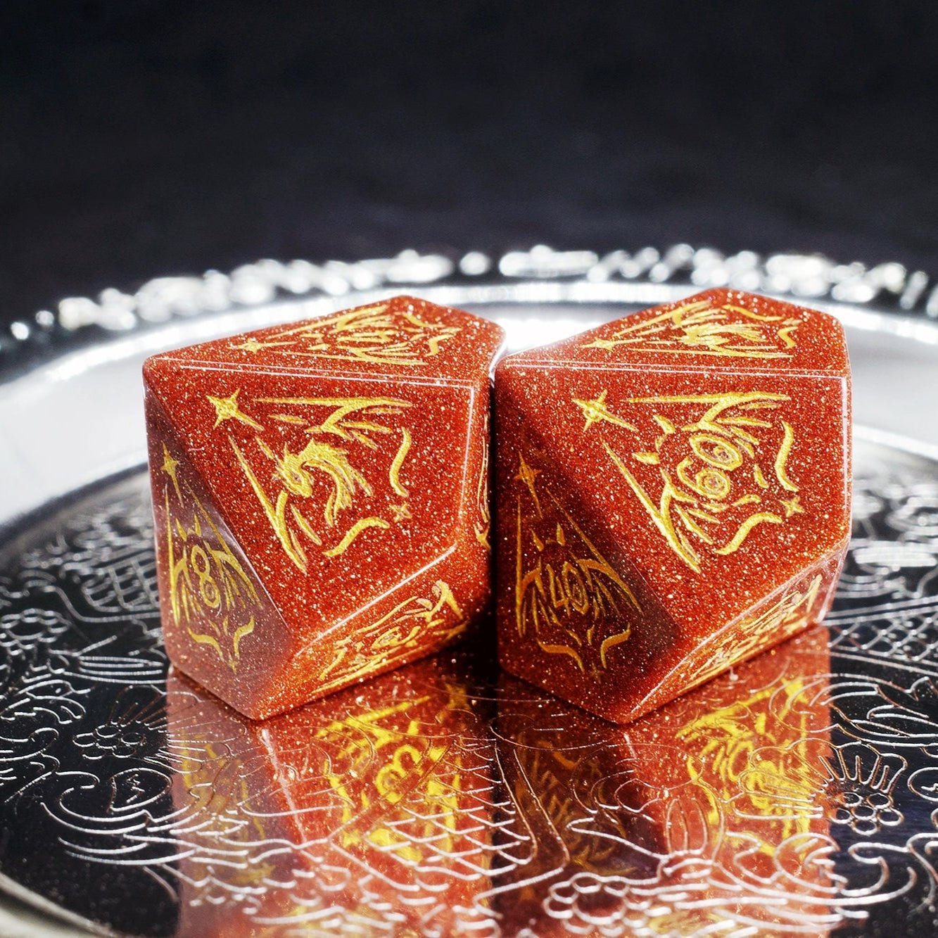 Dragon Shadow Goldstone Gem Dice COC Dragons And Dungeons Dnd High - End TRPG - Masters Dice