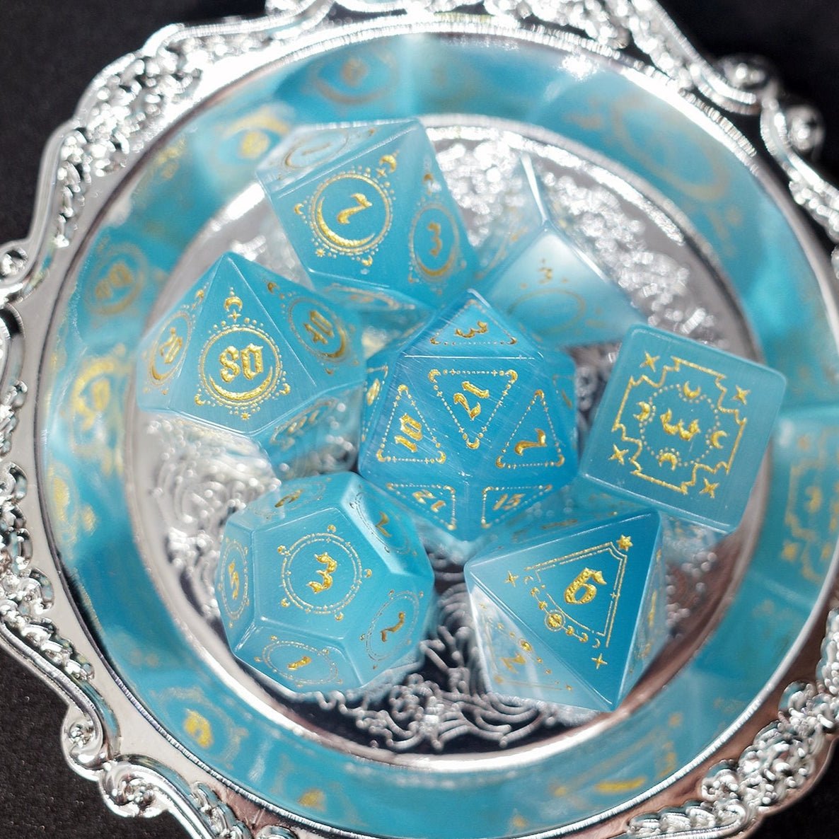 Sky Blue Opal Gem Dice COC Dungeons & Dragons Dnd TRPG Warhammer - Masters Dice