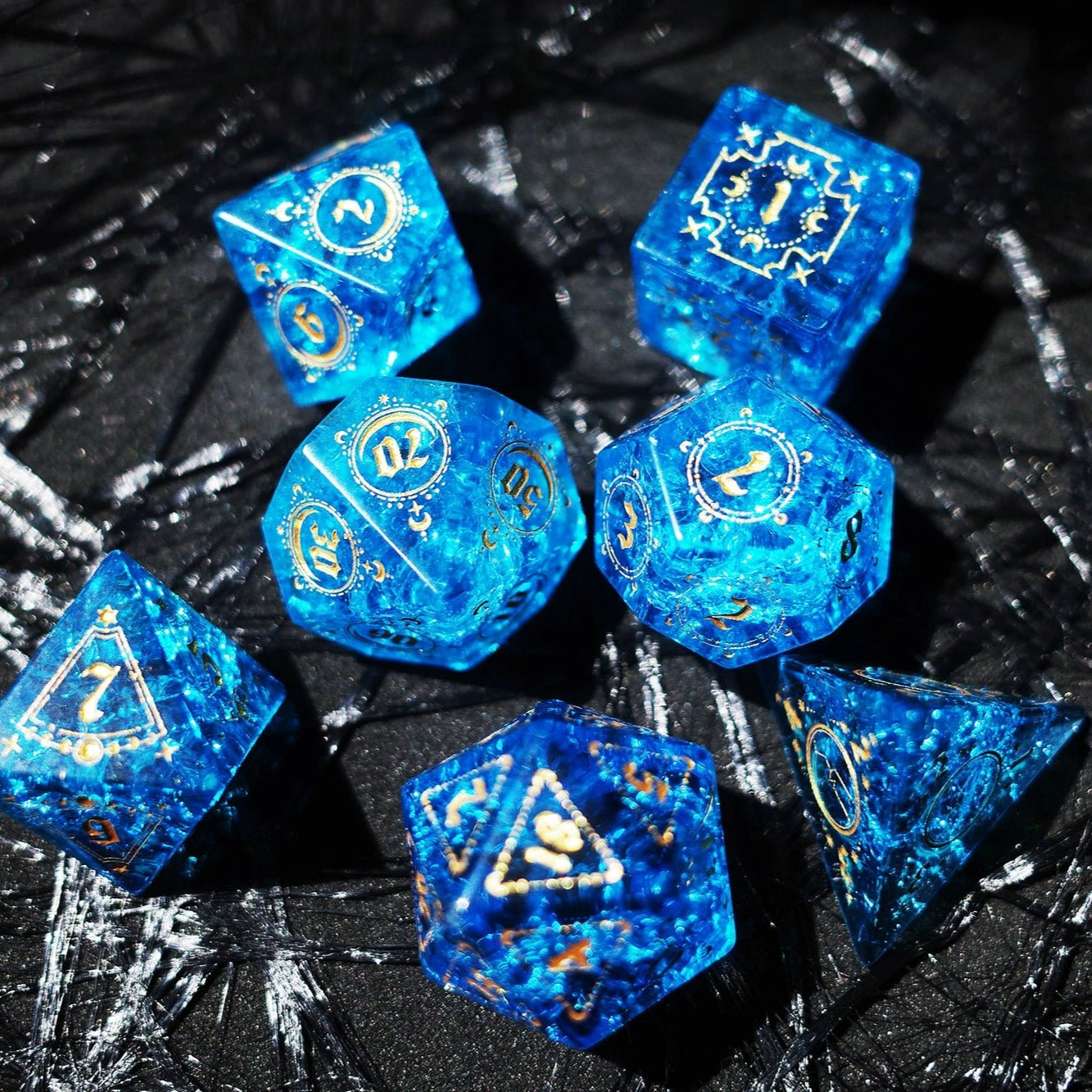 Lightning Blue Zircon Popping Gem Dice COC Dungeons And Dragons Dnd Bode Gate Warhammer TRPG - Masters Dice