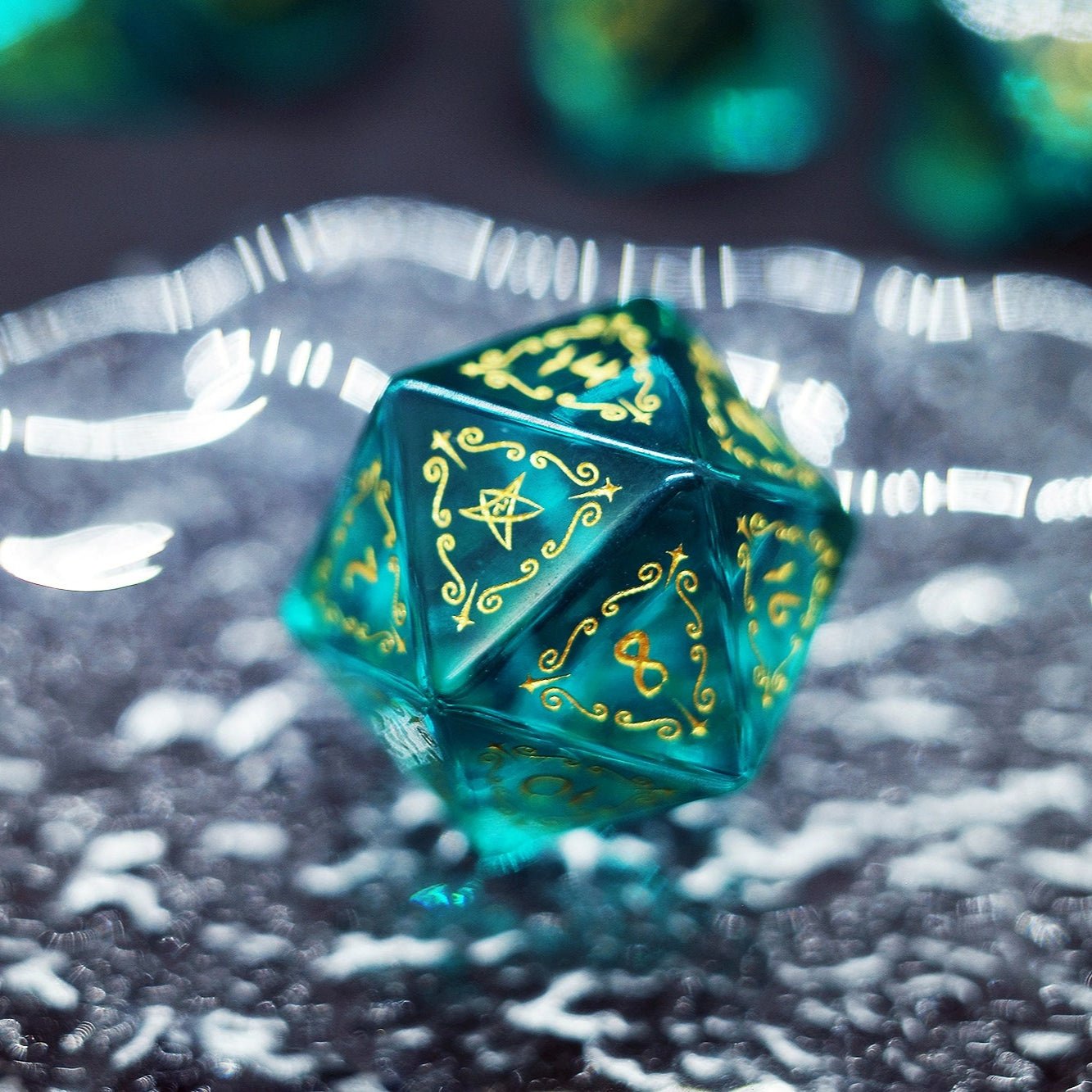 Emerald Zircon Dice Old Seal Gemstone COC Dungeons & Dragons Dnd TRPG - Masters Dice