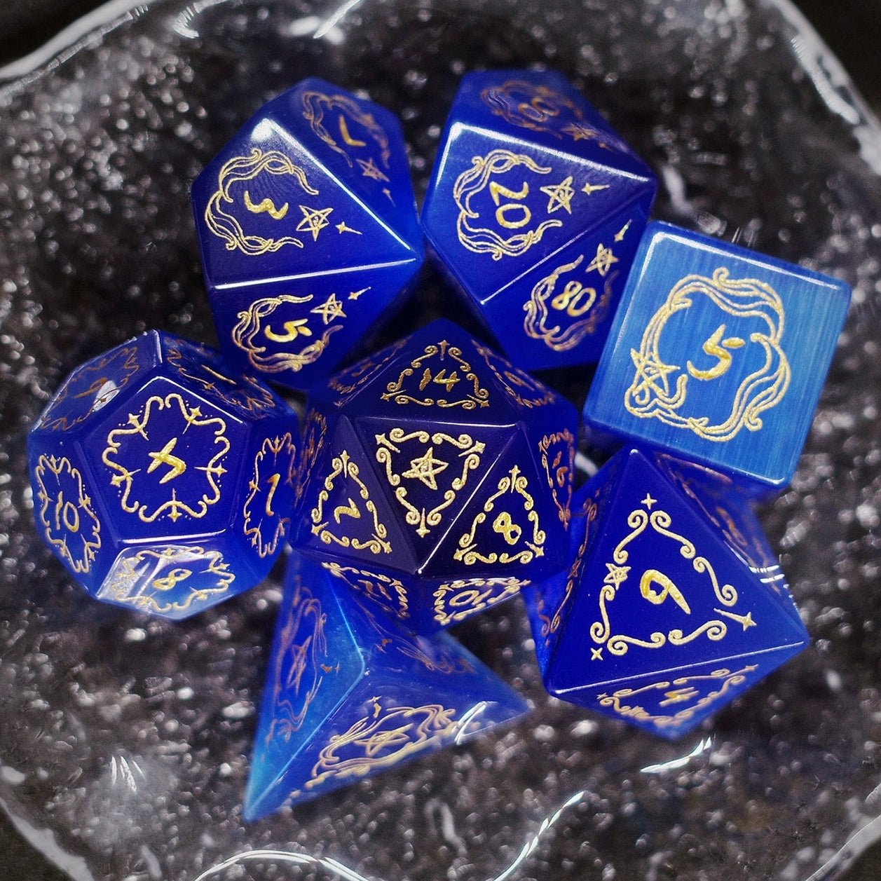 Deep Blue Cat'S Eye Gem Dice COC Dragons And Dungeons Dnd TRPG Warhammer Dice - Masters Dice