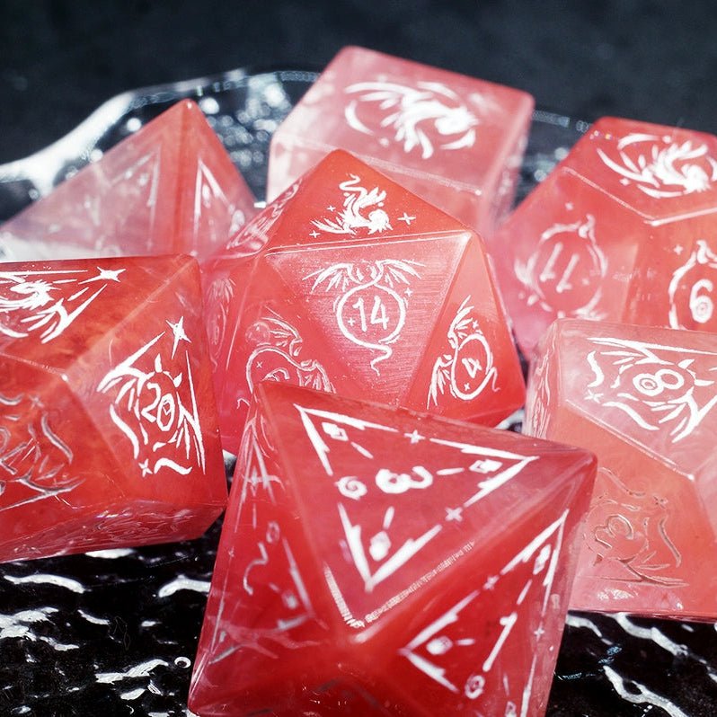 Dragon Shadow Watermelon Crystal Gem Dice COC Dungeons & Dragons Dnd TRPG - Masters Dice