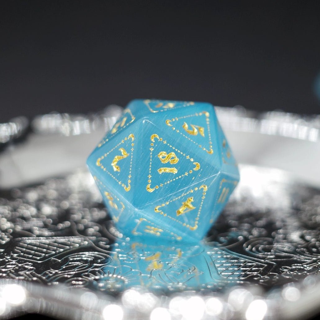 Sky Blue Opal Gem Dice COC Dungeons & Dragons Dnd TRPG Warhammer - Masters Dice