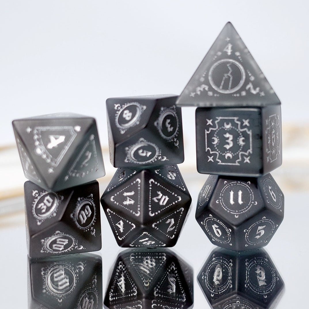 Frosted Black Zircon Gem Dice COC Dungeons And Dragons Dnd Sea Blue TRPG - Masters Dice