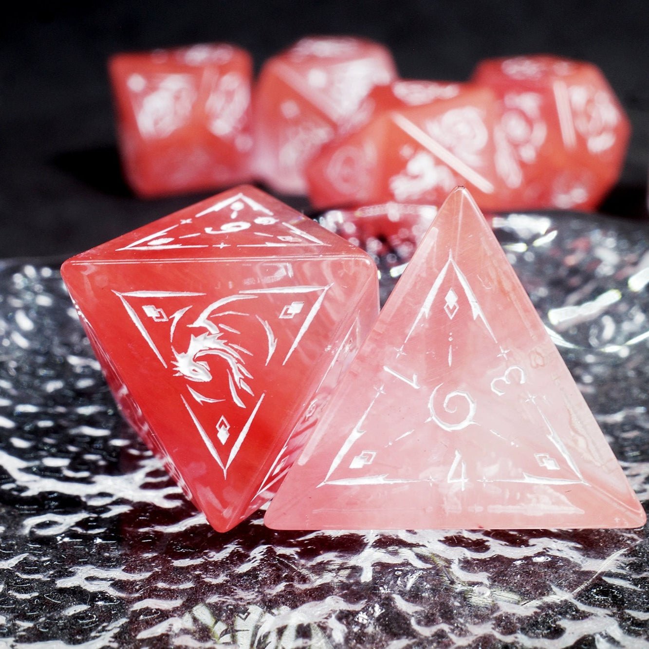 Dragon Shadow Watermelon Crystal Gem Dice COC Dungeons & Dragons Dnd TRPG - Masters Dice