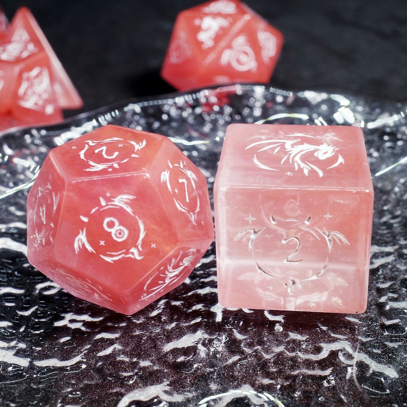 Dragon Shadow Watermelon Crystal Gem Dice COC Dungeons & Dragons Dnd TRPG - Masters Dice