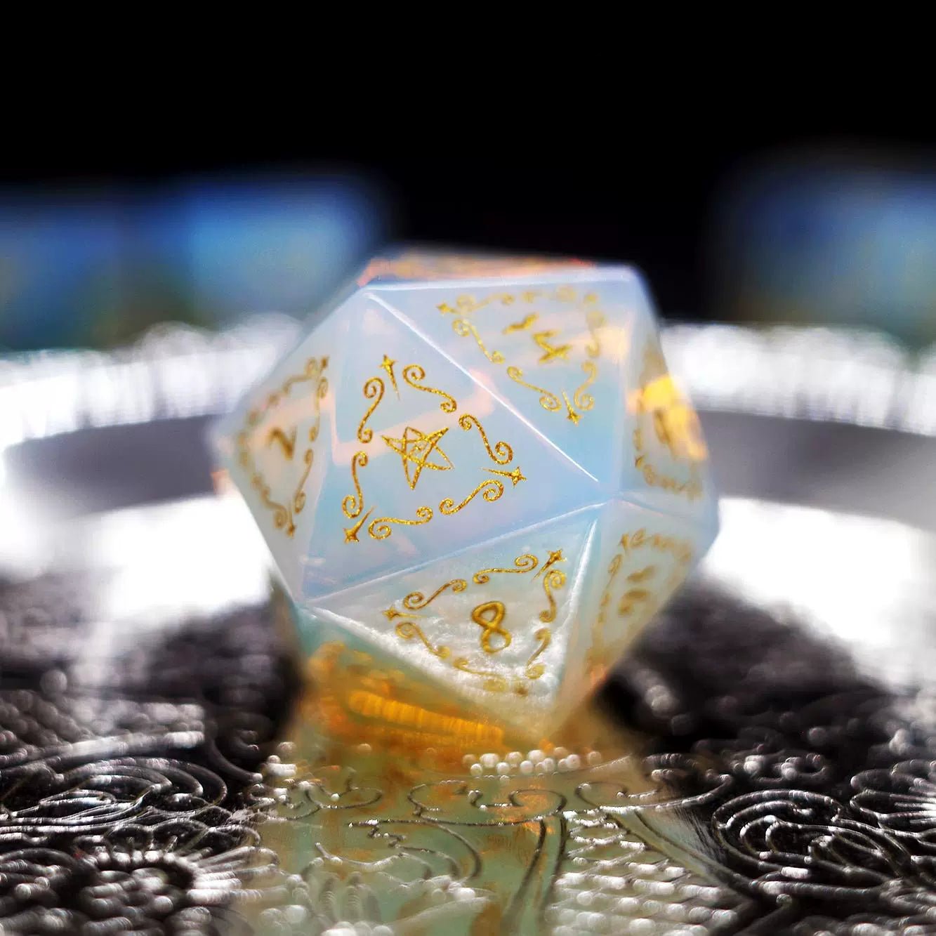 Opal Old Print Gem Dice COC Dungeons & Dragons Dnd Design TRPG Warhammer Dice - Masters Dice