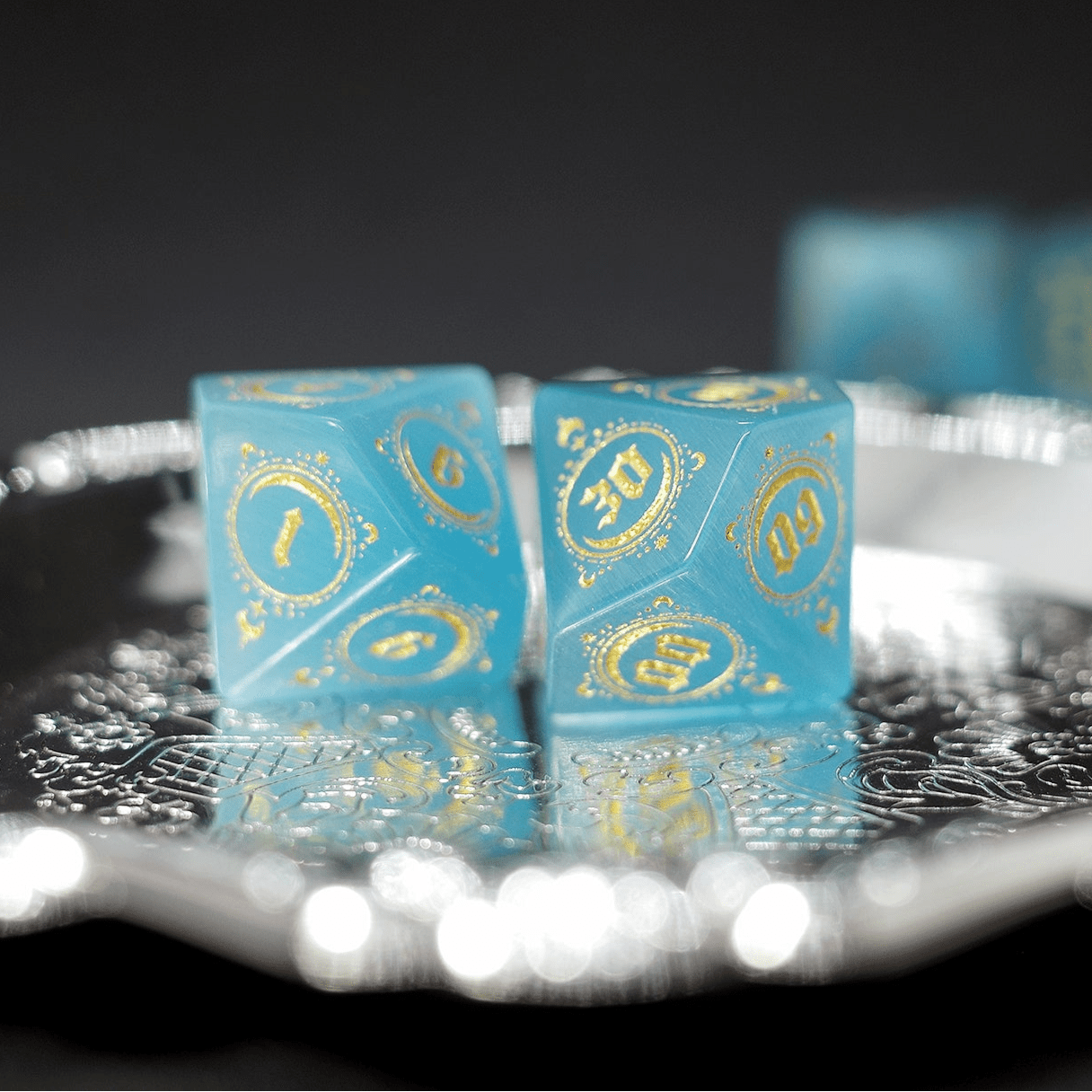 Sky Blue Opal Gem Dice COC Dungeons & Dragons Dnd TRPG Warhammer - Masters Dice