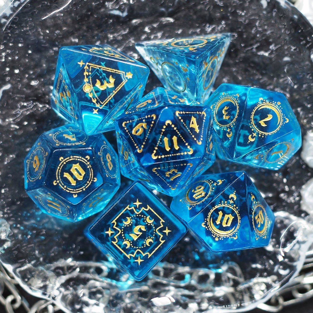 Blue Zircon Gem Dice COC Dragons And Dungeons Dnd TRPG Bode Gate Dice - Masters Dice