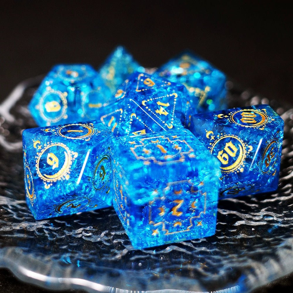 Lightning Blue Zircon Popping Gem Dice COC Dungeons And Dragons Dnd Bode Gate Warhammer TRPG - Masters Dice