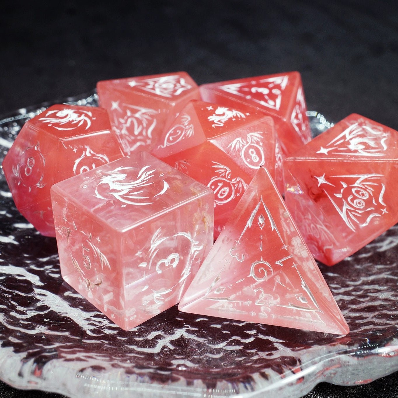 Dragon Shadow Watermelon Crystal Gem Dice COC Dungeons & Dragons Dnd TRPG - Masters Dice