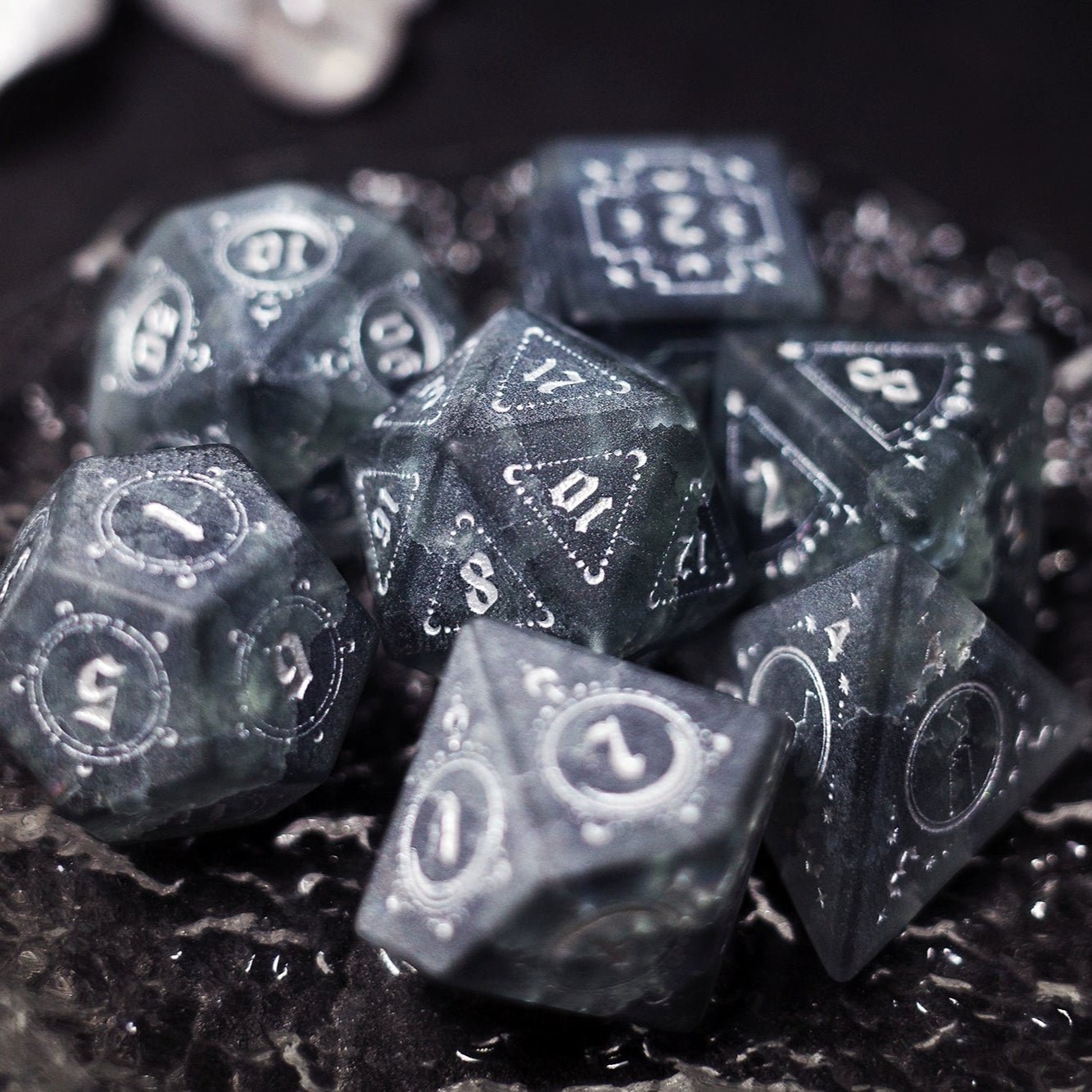 Nameless Fog Scrub Black Popcorn Dice Gems Run Coc Dungeons & Dragons dnd TRPG - Masters Dice