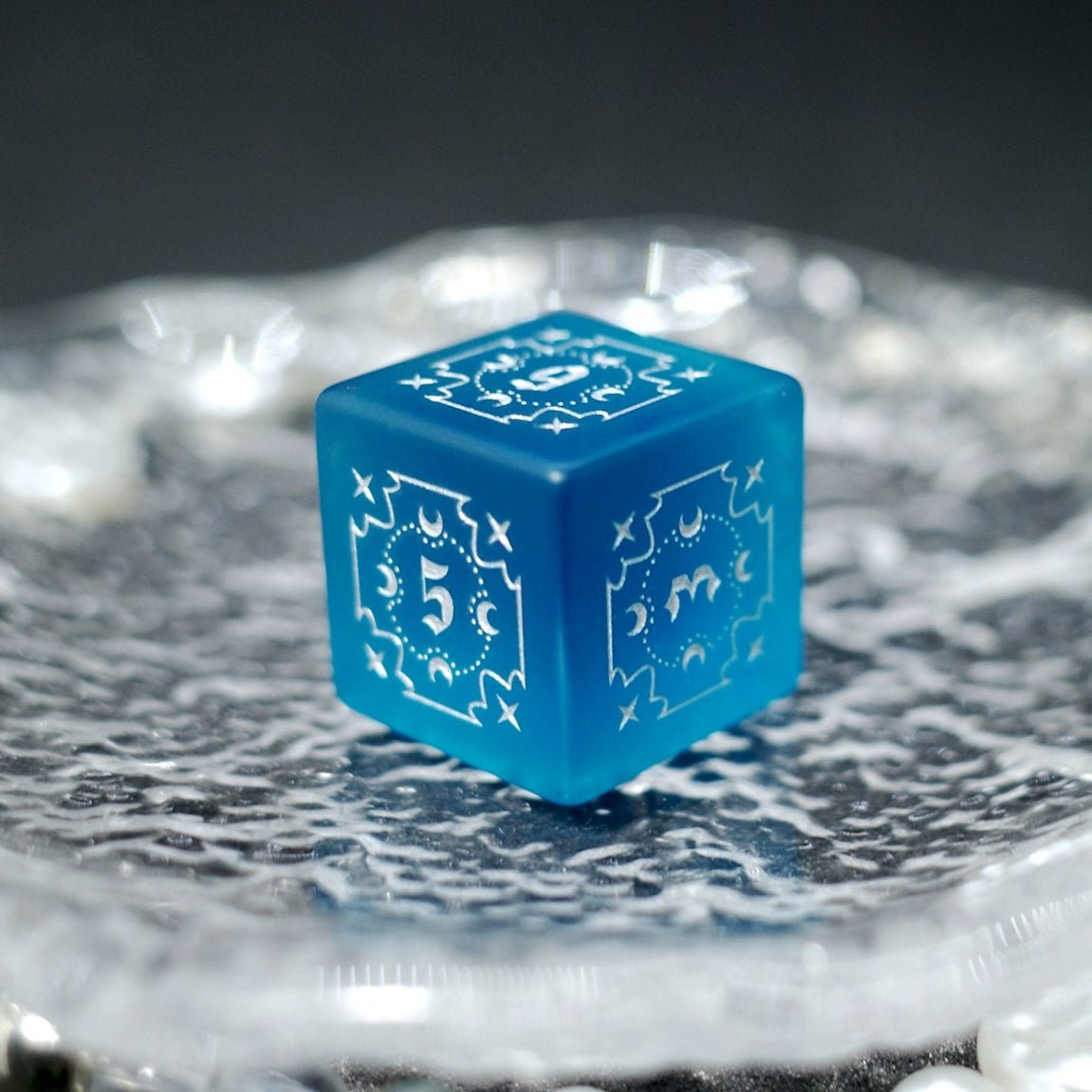 Frosted Blue Zircon Gem Dice COC Dungeons And Dragons Dnd Sea Blue TRPG - Masters Dice