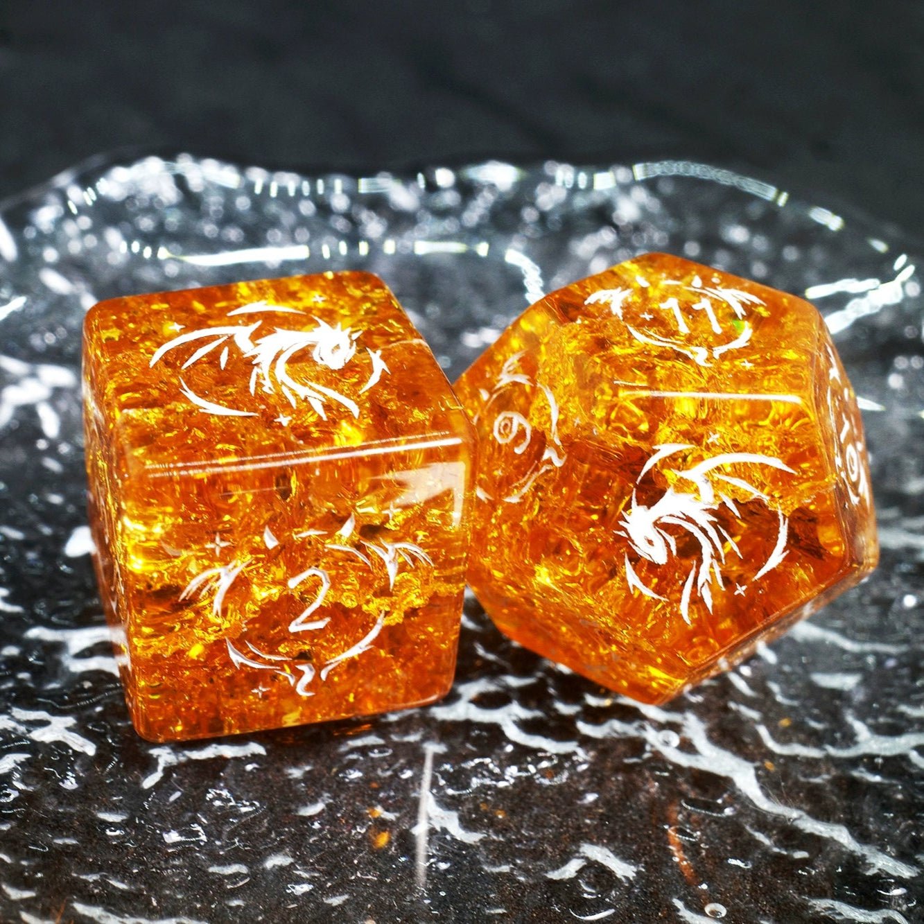 Dragon Shadow Orange Zircon Popcorn Gem Dice COC Dungeons & Dragons Dnd TRPG - Masters Dice