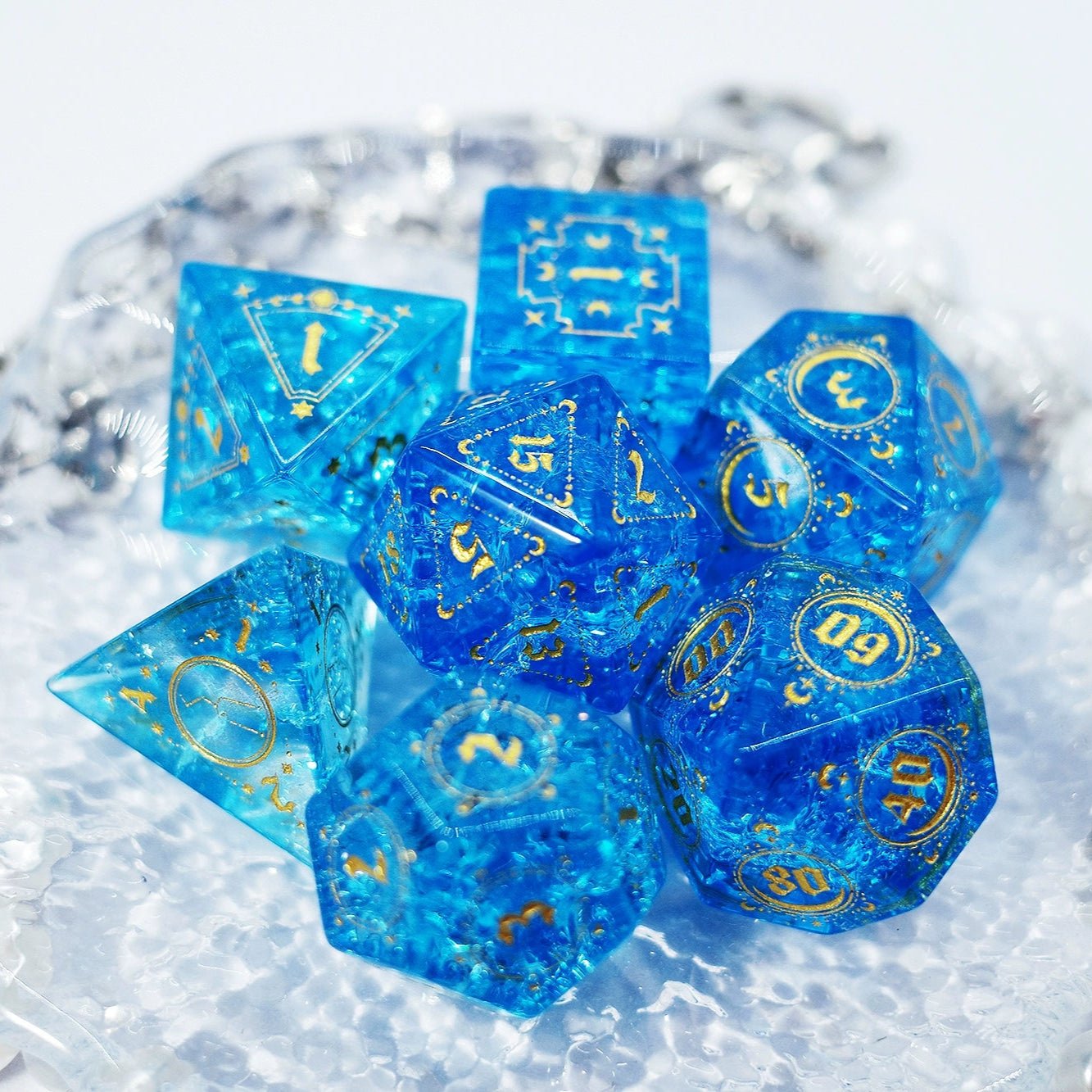 Lightning Blue Zircon Popping Gem Dice COC Dungeons And Dragons Dnd Bode Gate Warhammer TRPG - Masters Dice