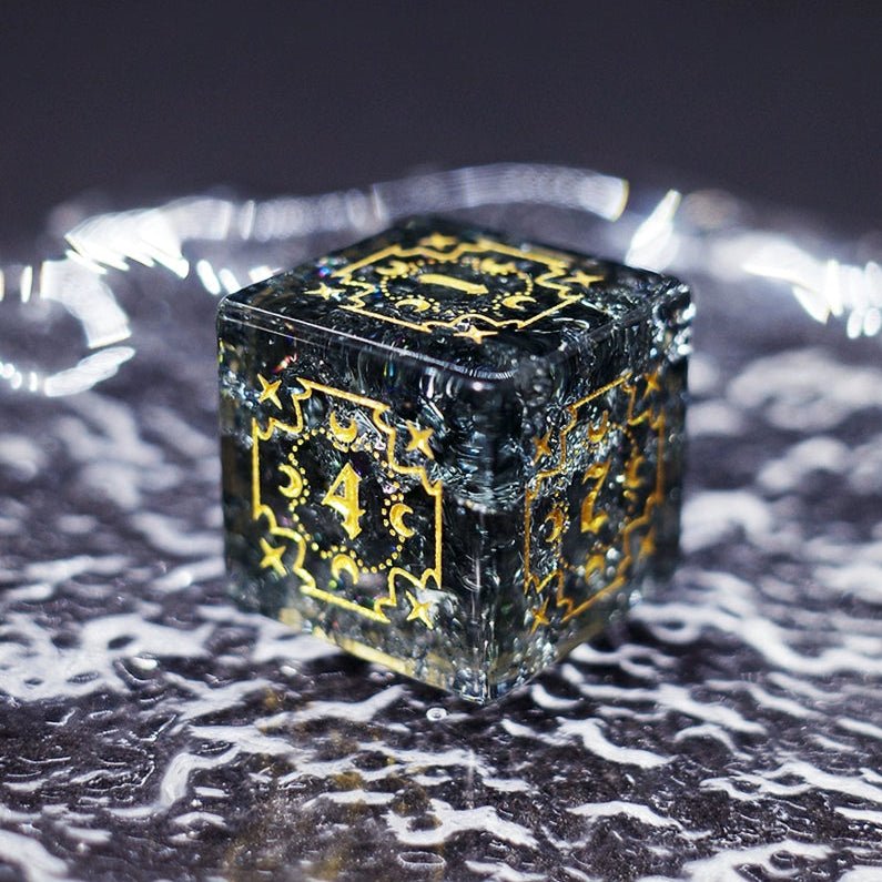 Black Zircon Lightning Popping Gem Dice COC Dragons And Dungeons Dnd TRPG - Masters Dice