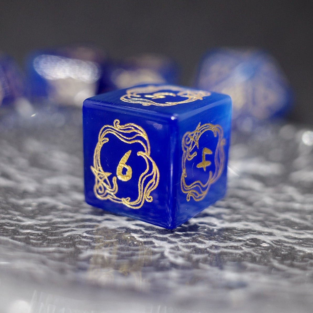 Deep Blue Cat'S Eye Gem Dice COC Dragons And Dungeons Dnd TRPG Warhammer Dice - Masters Dice