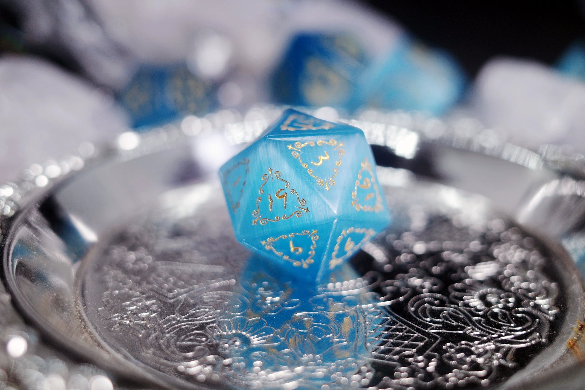 Protector Of The Old Sky Blue Opal Gem Dice COC Dungeons & Dragons TRPG Dnd - Masters Dice