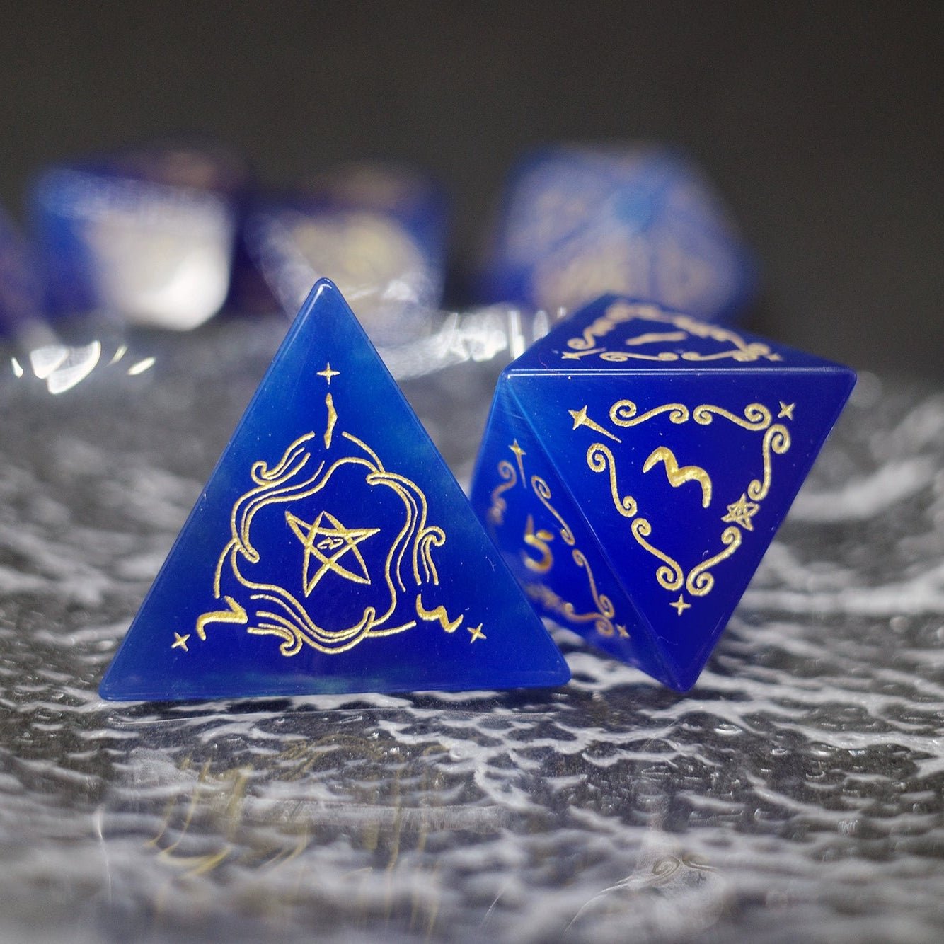 Deep Blue Cat'S Eye Gem Dice COC Dragons And Dungeons Dnd TRPG Warhammer Dice - Masters Dice