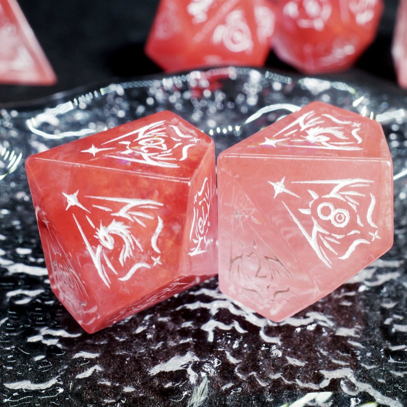 Dragon Shadow Watermelon Crystal Gem Dice COC Dungeons & Dragons Dnd TRPG - Masters Dice