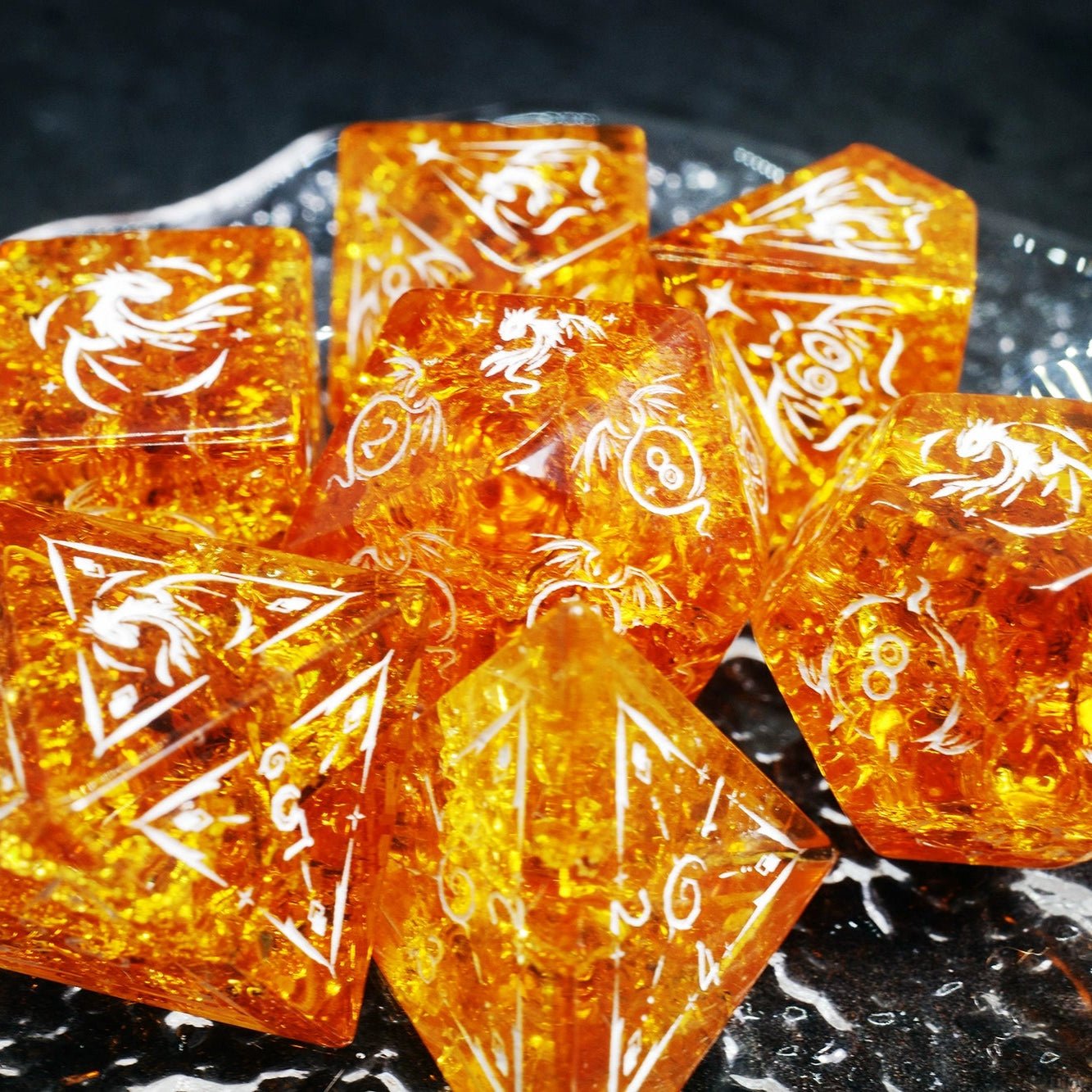 Dragon Shadow Orange Zircon Popcorn Gem Dice COC Dungeons & Dragons Dnd TRPG - Masters Dice