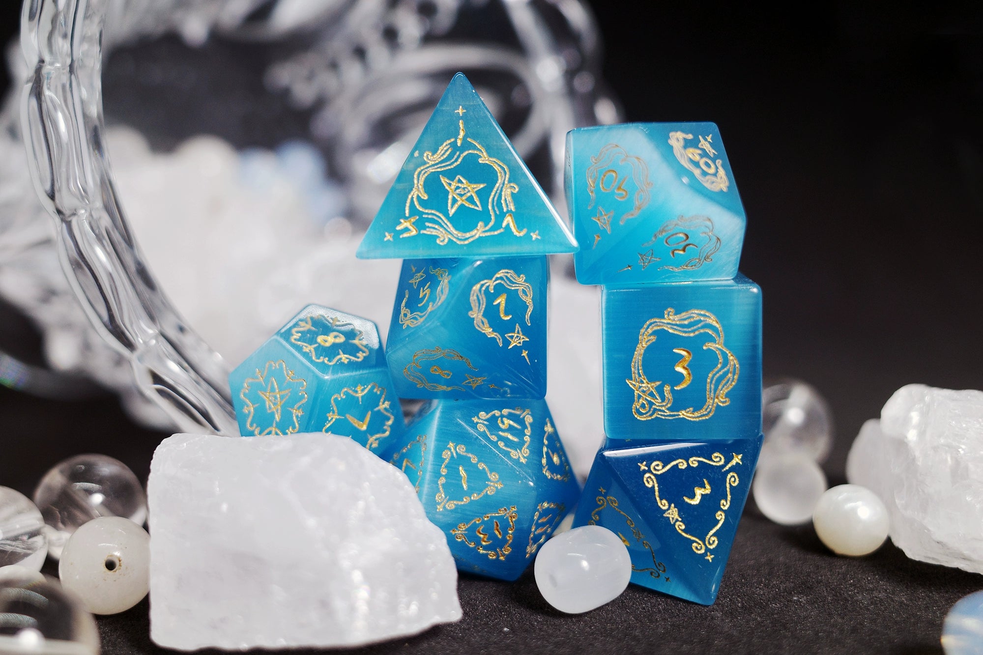 Protector Of The Old Sky Blue Opal Gem Dice COC Dungeons & Dragons TRPG Dnd - Masters Dice
