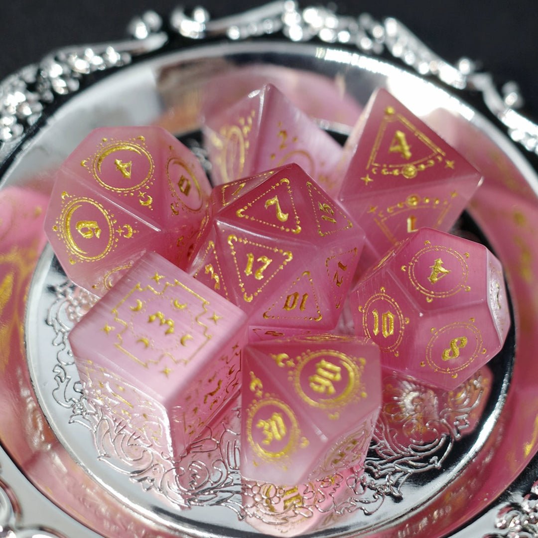 Pink Opal Gem Dice D&D Dragons Dnd TRPG Warhammer - Masters Dice
