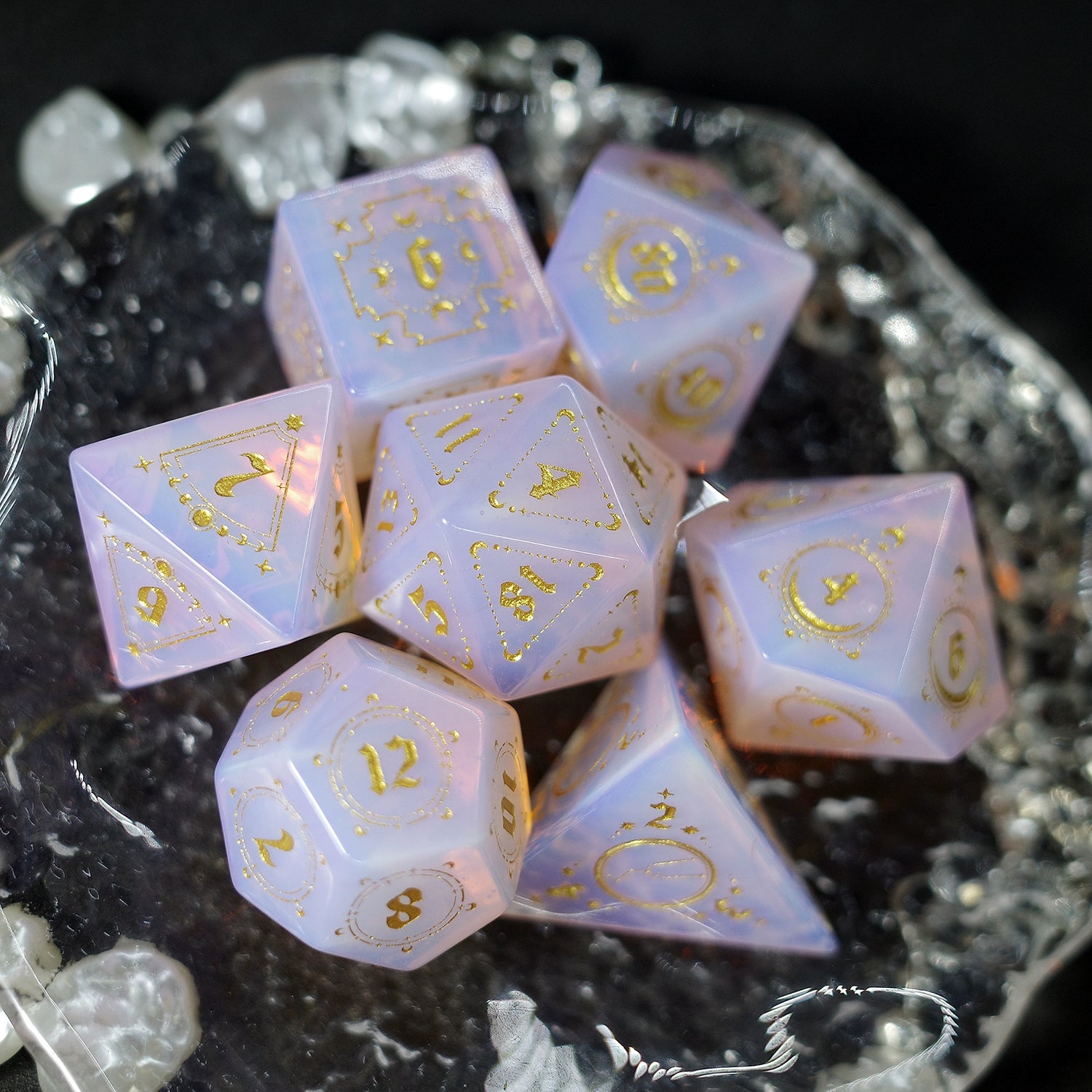 Pink Opal Gem Dice COC Dungeons & Dragons Dnd TRPG Warhammer - Masters Dice