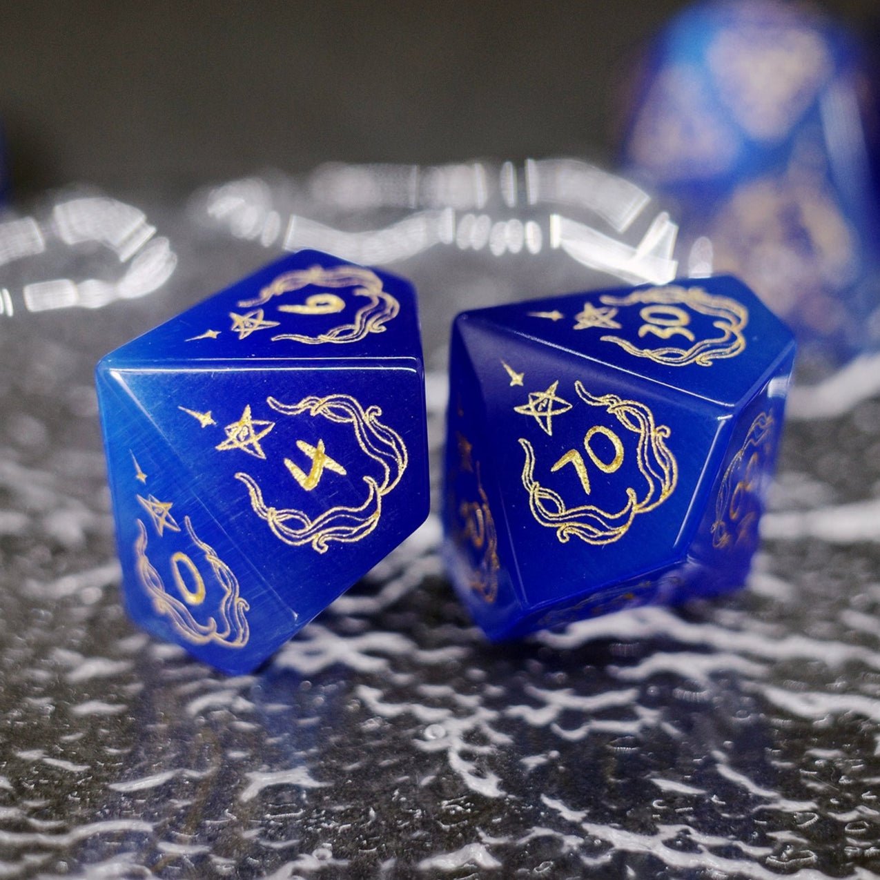 Deep Blue Cat'S Eye Gem Dice COC Dragons And Dungeons Dnd TRPG Warhammer Dice - Masters Dice
