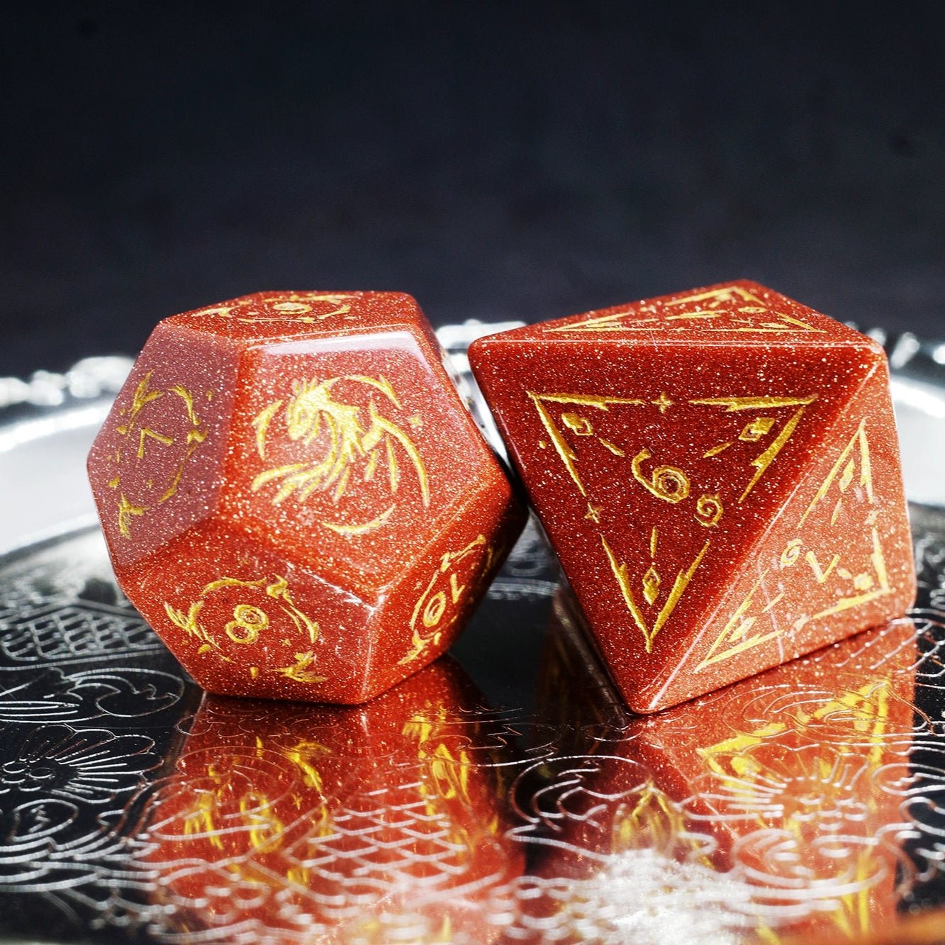 Dragon Shadow Goldstone Gem Dice COC Dragons And Dungeons Dnd High - End TRPG - Masters Dice