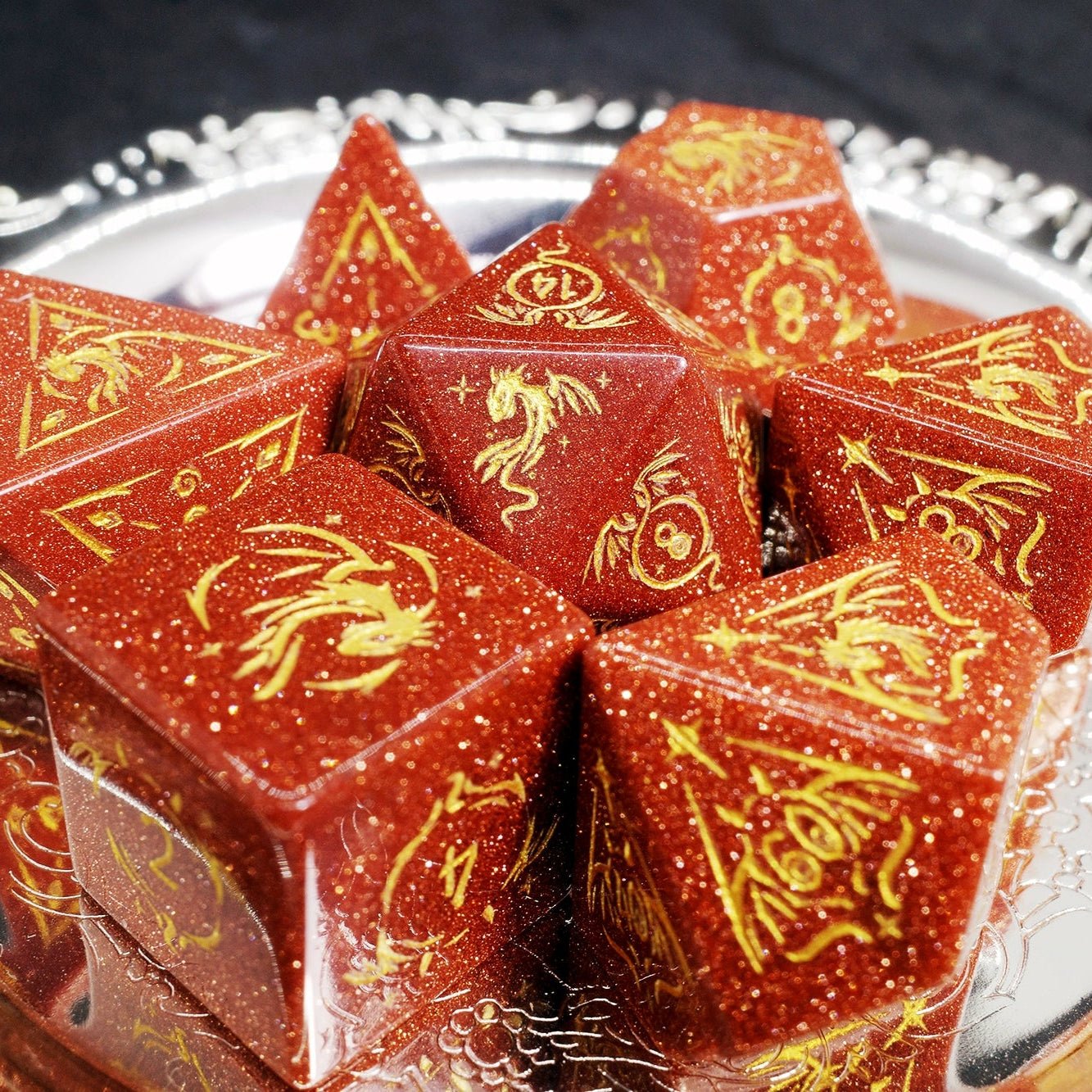 Dragon Shadow Goldstone Gem Dice COC Dragons And Dungeons Dnd High - End TRPG - Masters Dice